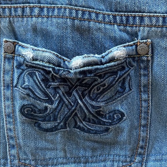 Free people Y2K vintage inspired boho distress low rise denim miniskirt size 30​ - Picture 9 of 9